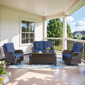 6-Piece Wicker Loveseat Set, Swivel Chairs & Coffee Table , NTC Series