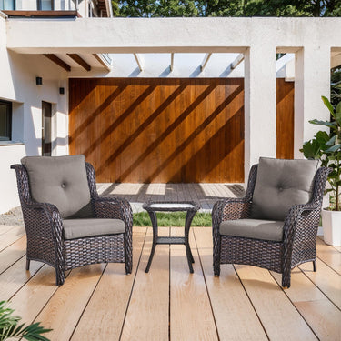 Belord 3-piece patio wicker furniture set with two chairs and side table from the NTC Series, perfect for outdoor conversation areas.
