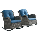 Belord 2-piece patio wicker rocking chair set with olefin cushions, outdoor furniture for relaxing on the patio.