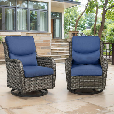 Belord swivel patio chairs set of 2 with 360° rotation and 5-inch cushions, part of the NTC Series, shown with outdoor setting.
