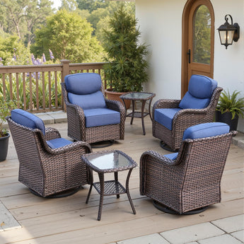 6 Pieces Patio Chairs with Side Table – Outdoor Swivel Glider Chairs for Small Spaces, NT Series