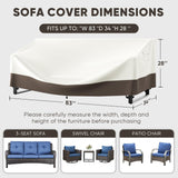Belord 83-inch waterproof patio sofa cover made of 600D fabric with click-close straps and UV protection.