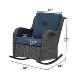 Belord 2-piece patio wicker rocking chairs set with olefin cushions from the NTC Series, showing the chairs' woven wicker design and cushions.