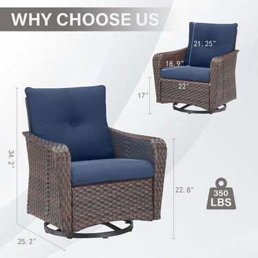 Outdoor Wicker Swivel Rocker Chair Set of 2, MN Series