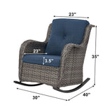 Belord patio wicker rocking chairs set with olefin cushions, featuring two comfortable outdoor chairs from the NTC series.