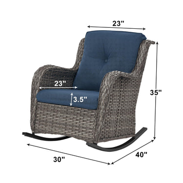 Belord patio wicker rocking chairs set with olefin cushions, featuring two comfortable outdoor chairs from the NTC series.