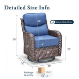 Pair of Belord outdoor patio swivel glider chairs with 6-inch cushions, part of the NT Series, showing comfortable seating on a patio.