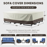 Belord 90-inch waterproof patio furniture cover made of durable 600D material, UV and wind proof for outdoor protection.