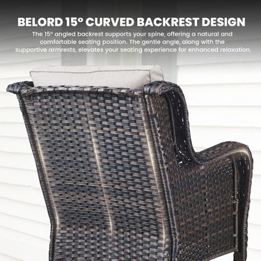 Belord 2-piece patio wicker chair set with 4-inch cushions, outdoor conversation chairs from the NTC Series.