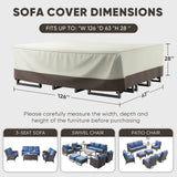 Belord 126-inch waterproof patio furniture cover made of 600D fabric, UV and wind proof, protects outdoor furniture from weather damage.