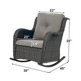 Belord 2-piece patio wicker rocking chairs set with olefin cushions, NTC Series, showing comfortable outdoor seating with woven wicker design.