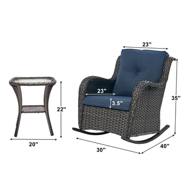 3-Piece Patio Rocking Chair Set – High Back, 350LB, NTC Series