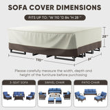 Belord 110-inch waterproof patio furniture cover made of durable 600D fabric, UV and wind proof for outdoor protection.