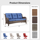 Belord outdoor wicker 3-seater patio sofa from the NTC Series, featuring plush cushions and stylish armrests.