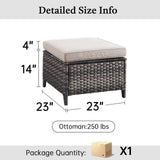 Belord 2-piece patio wicker ottoman set with side tables, part of the NTC Series, ideal for outdoor patio conversation spaces.