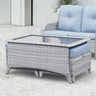 Belord outdoor wicker coffee table with glass top and ottoman storage, part of the NTC series patio conversation set.