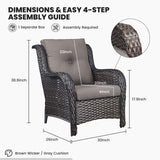 Belord 2-piece patio wicker chairs set with 4-inch cushions, part of the NTC Series, ideal for outdoor conversation and relaxation.