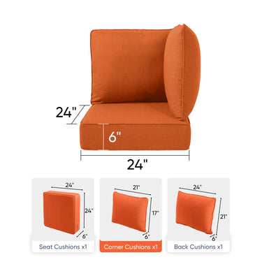 Luxury 24x24x6 Outdoor Patio Corner Cushion Classic Orange