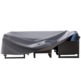 Belord 126-inch waterproof patio furniture cover made of 600D fabric, UV and wind proof, protecting outdoor furniture from weather.