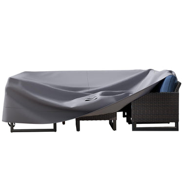 Belord 110-inch waterproof patio furniture cover made of durable 600D fabric, UV and wind proof for outdoor protection.