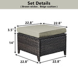 Belord 2-piece patio wicker ottoman set with side tables from the NTC Series, ideal for outdoor conversation areas.