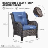 Belord 2-piece patio wicker chairs set with matching seats and cushions, ideal for outdoor conversation areas.
