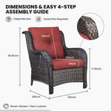 Belord 2-piece patio wicker chairs set with 4-inch cushions, perfect for outdoor conversation areas in the NTC Series.