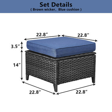 Belord 2-piece patio wicker ottoman set with side tables, perfect for outdoor conversation areas, part of the NTC series.