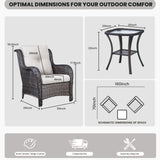 Belord 3-piece patio wicker furniture set with two chairs and side table for outdoor conversation, part of the NTC series.