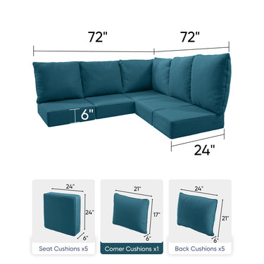 5 Seater 24x24x6 Outdoor Patio Corner Cushion Classic Peacock Blue