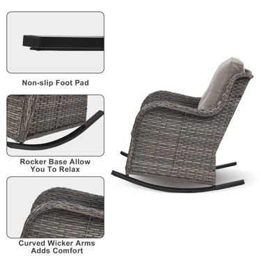 Belord 2-piece patio wicker rocking chairs set with olefin cushions, weather-resistant outdoor furniture, NTC Series design.