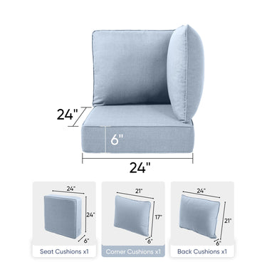 Luxury 24x24x6 Outdoor Patio Corner Cushion Classic Baby Blue