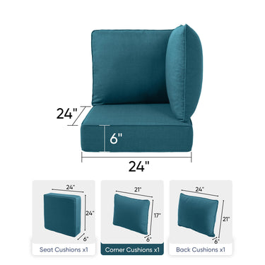 Luxury 24x24x6 Outdoor Patio Corner Cushion Classic Peacock Blue