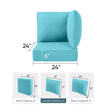 Luxury 24x24x6 Outdoor Patio Corner Cushion Classic Turquoise