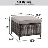 Belord 2-piece patio wicker ottoman set with side tables from the NTC Series, perfect for outdoor conversation areas.