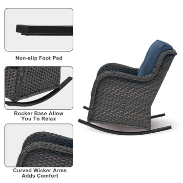 Belord 2-piece patio wicker rocking chairs set with olefin cushions, outdoor furniture for comfortable garden seating.