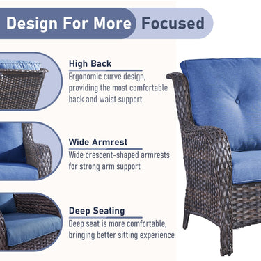 Belord outdoor wicker loveseat sofa, 53-inch patio 2-seater with cushions, all-weather PE rattan, part of NTC series.