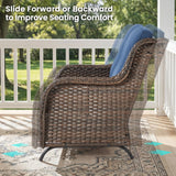 Belord 51-inch outdoor wicker glider loveseat with cushions, 2-seater patio conversation set, smooth gliding, 15° backrest.