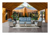 Belord 2-piece patio wicker ottoman set with side tables from the NTC Series, featuring woven wicker surfaces and sturdy legs.