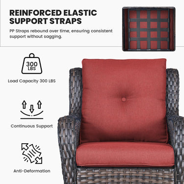 Belord 3-piece patio wicker furniture set with two chairs and a side table, perfect for outdoor conversation areas.