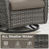 Pair of Belord swivel patio chairs with 360° rotation and 5-inch cushions, part of the NTC Series, shown with outdoor setting.