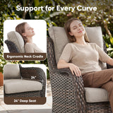 Pair of Belord wicker swivel glider chairs with 5-inch cushions, 360° rotation, sturdy design, suitable for patio conversation sets