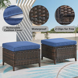 Belord 2-piece patio wicker ottoman set with side tables, part of the NTC Series for outdoor conversation and relaxation.