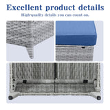 Belord 2-piece patio wicker ottoman set with side tables for outdoor conversation, part of the NTC Series.