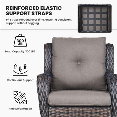 Belord 2-piece patio wicker chairs set with 4-inch cushions, perfect for outdoor conversation areas in the NTC Series.