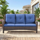 Belord outdoor wicker 3-seater patio sofa from the NTC Series, featuring plush cushions and a stylish design for outdoor relaxation.