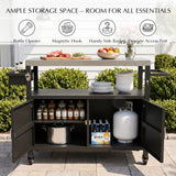 Belord 52-inch outdoor kitchen island with stainless steel top and propane storage, ideal for backyard cooking and entertaining.