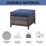 Belord 2-piece patio wicker ottoman set with side tables from the NTC Series, ideal for outdoor conversation spaces.