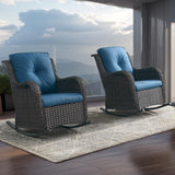 Belord 2-piece patio wicker rocking chairs set with olefin cushions from the NTC Series, shown with comfortable seating and stylish design.