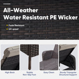 Belord outdoor wicker chaise lounge in 5-position patio conversation set, featuring a sturdy design and comfortable seating.